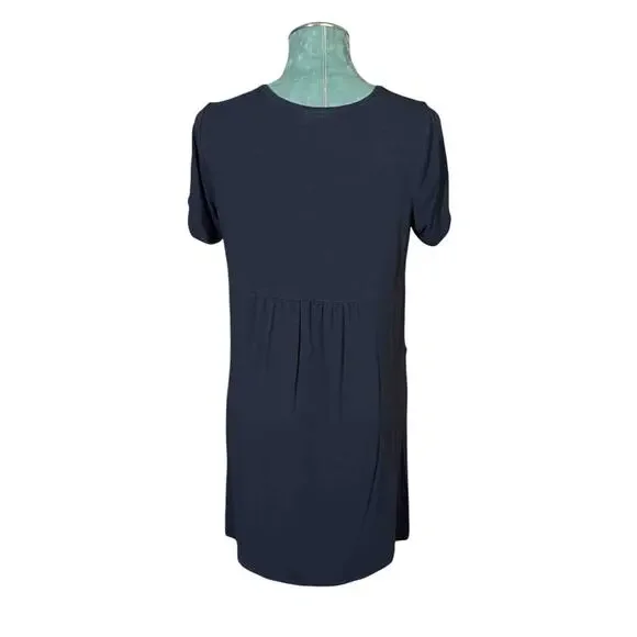 J Jill Women's Scoop-Neck Stretch Cuffed Sleeve Knit Tee Dress Navy Blue Size MP - Picture 6 of 10
